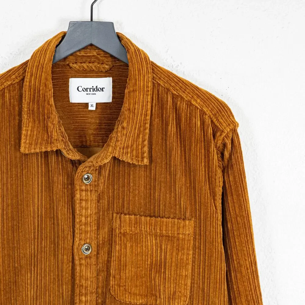 CORRIDOR NY Variegated Cord Over Shirt Jacket Thrush Brown XL